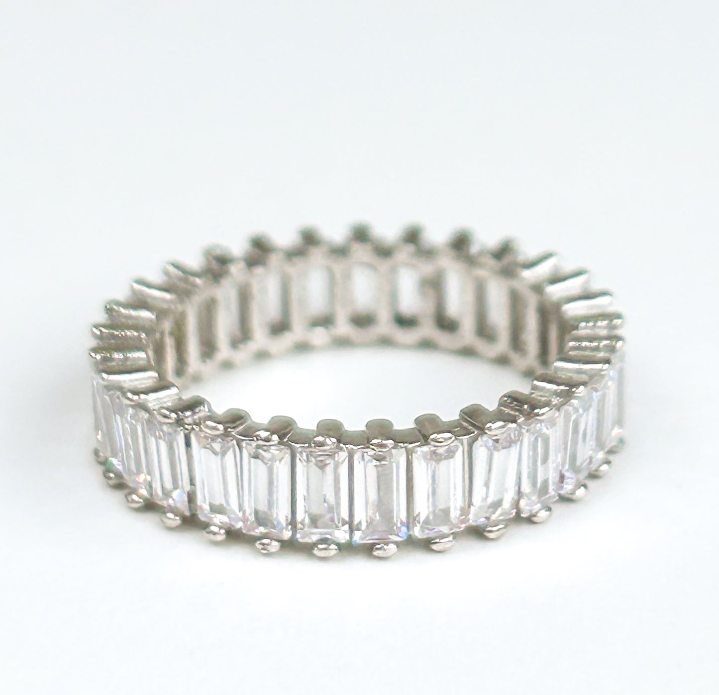Eternity Baguette Cut Sterling Silver Ring
