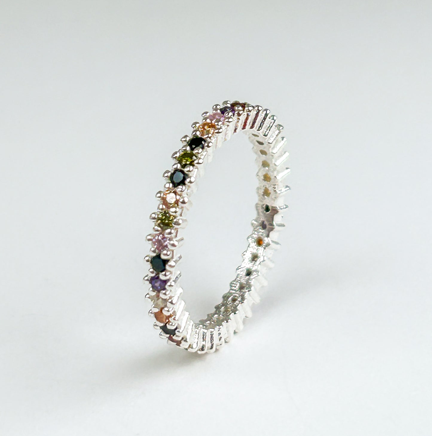 Lola Rainbow Stackable Sterling Silver Ring