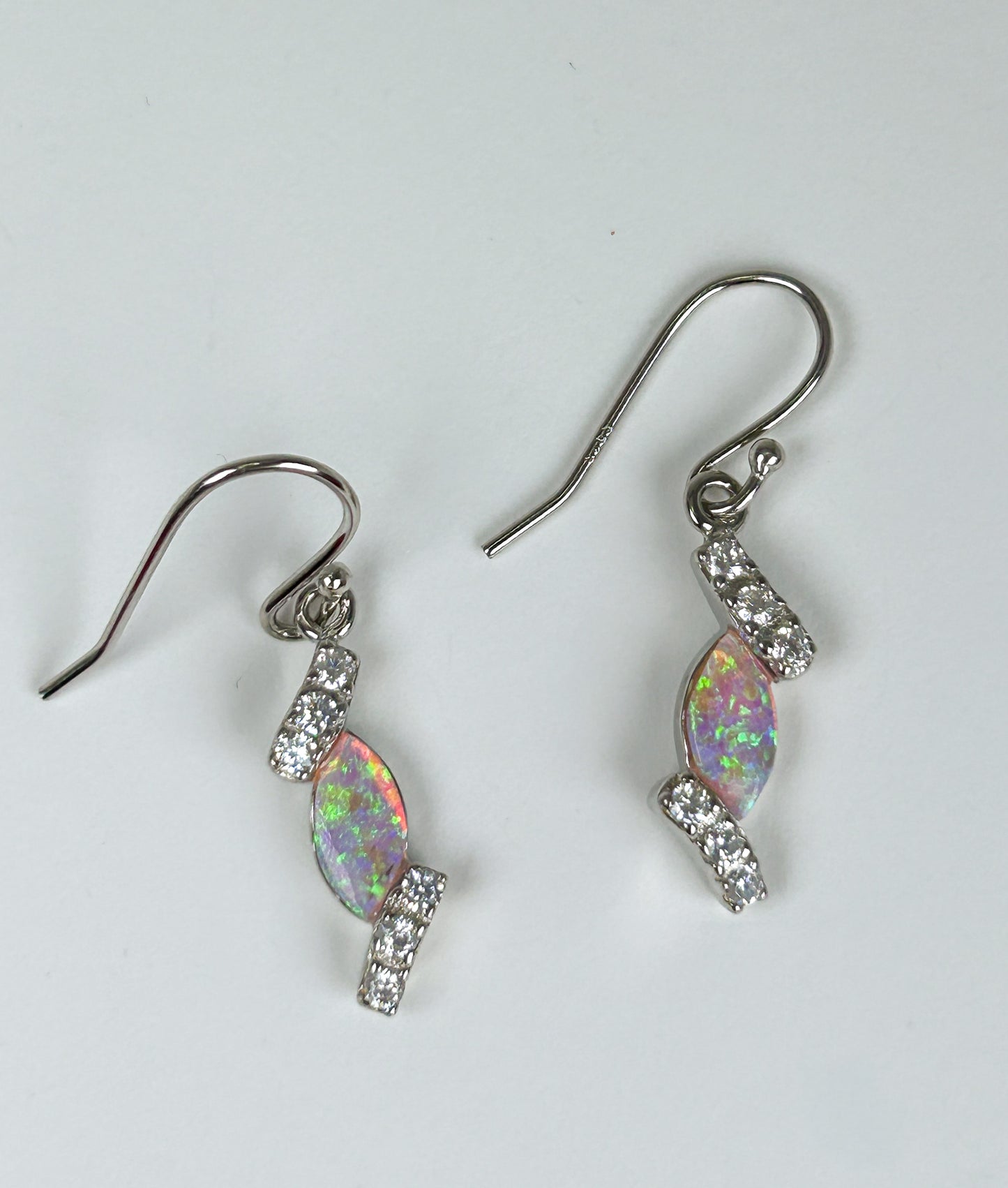 Sterling Silver Pink Opal Drop Earrings