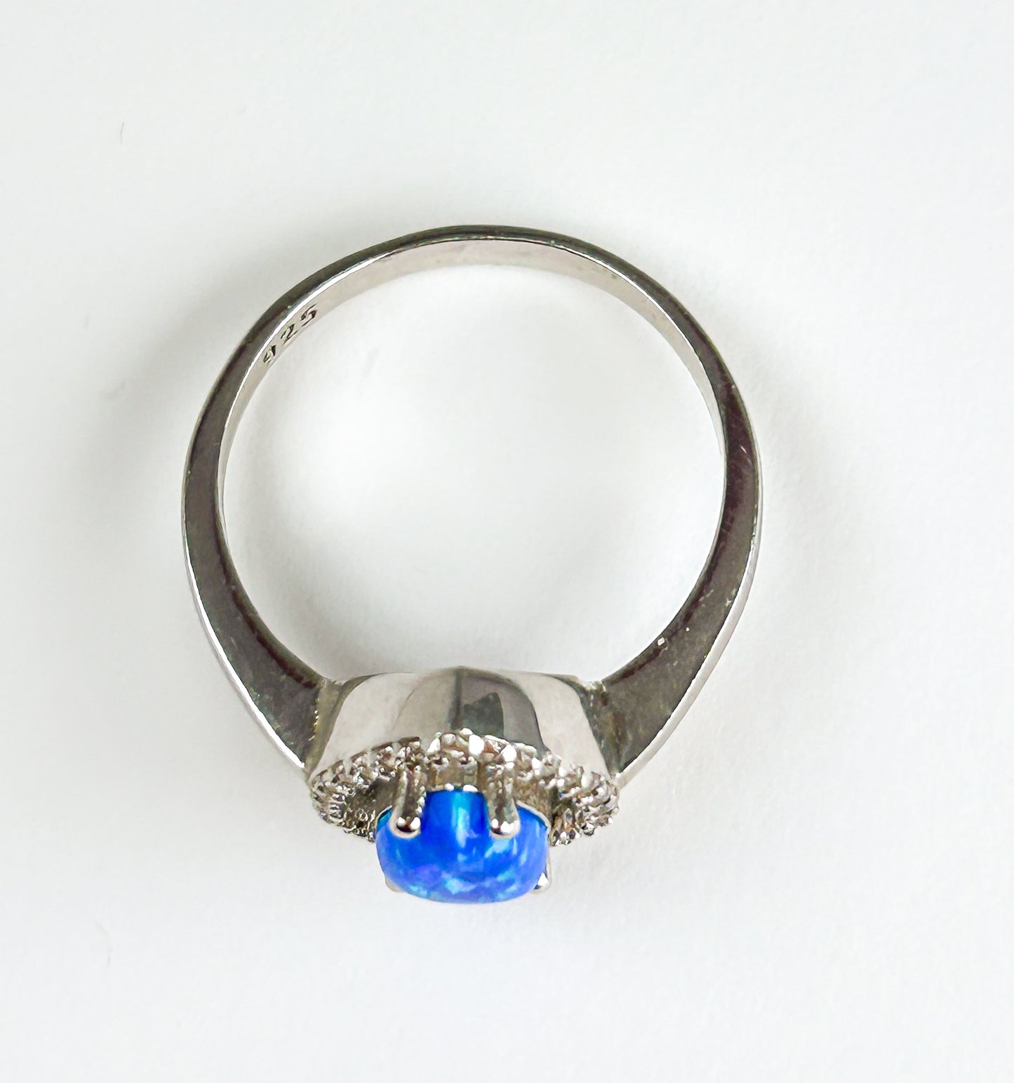 Teardrop Opal Sterling Silver Ring