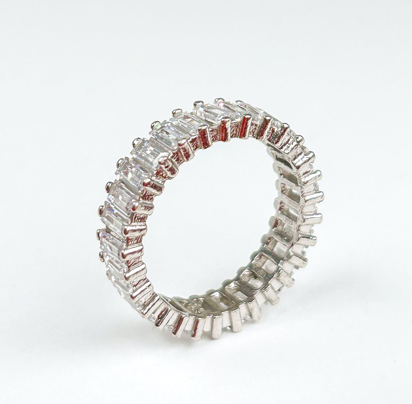 Eternity Baguette Cut Sterling Silver Ring
