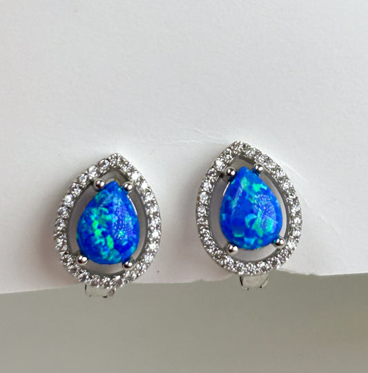 Blue Opal Drop Sterling Silver