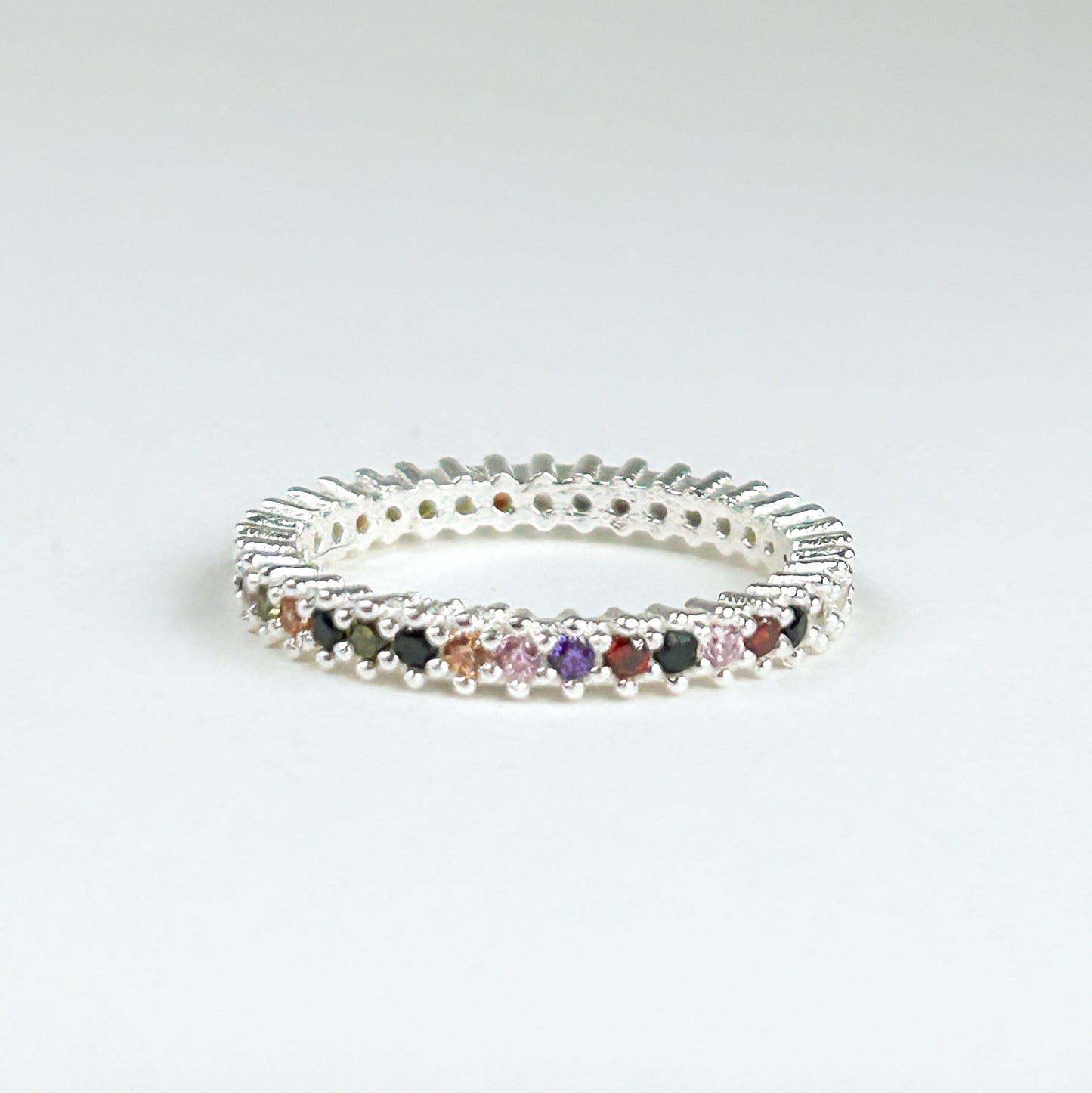 Lola Rainbow Stackable Sterling Silver Ring