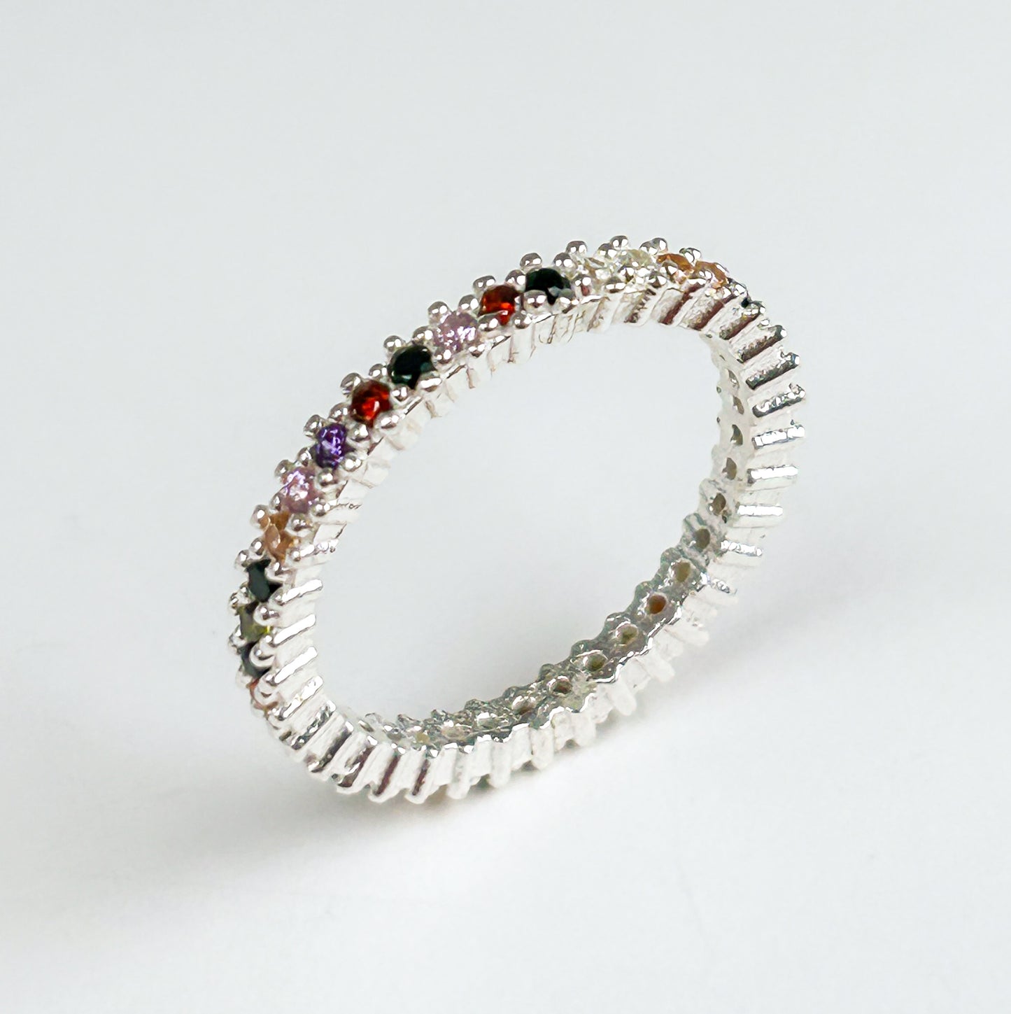 Lola Rainbow Stackable Sterling Silver Ring
