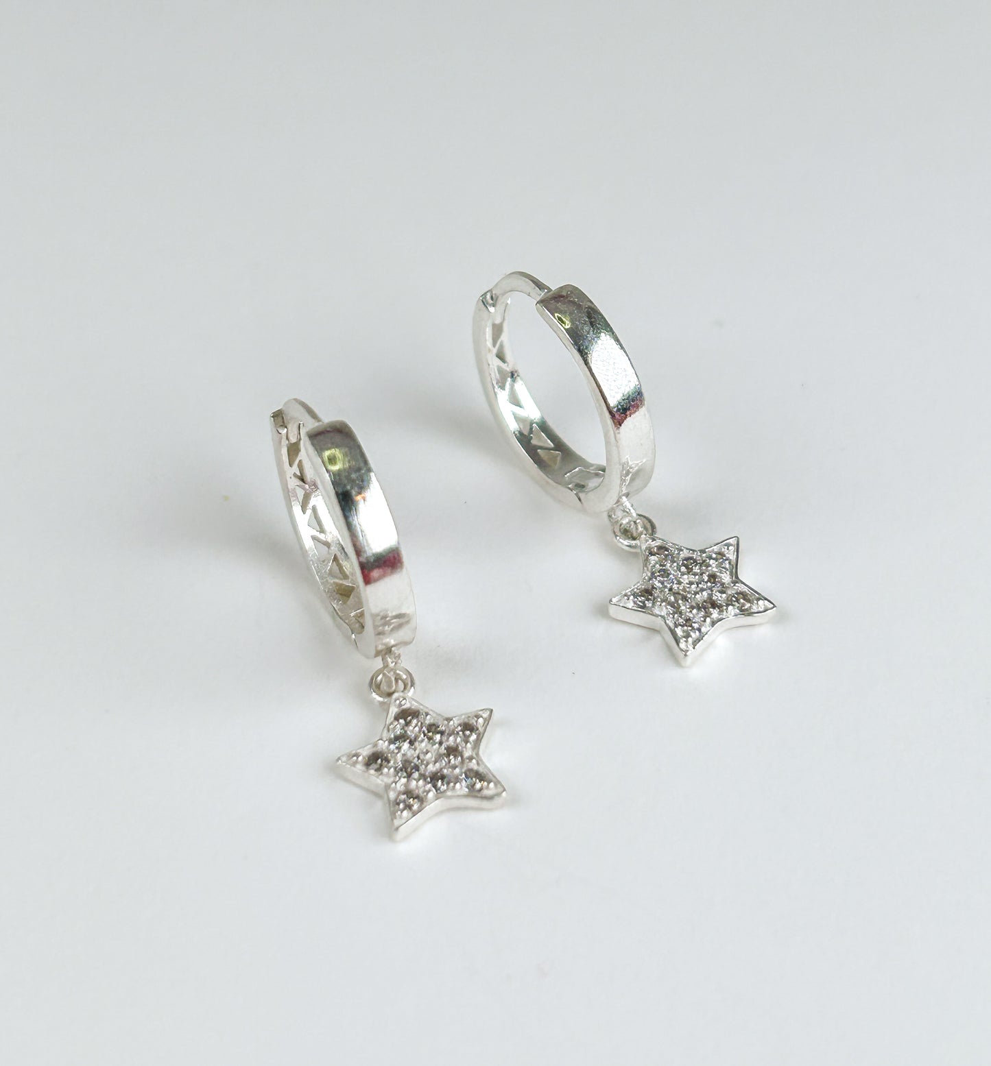 Star Sterling Silver Huggies Earrings