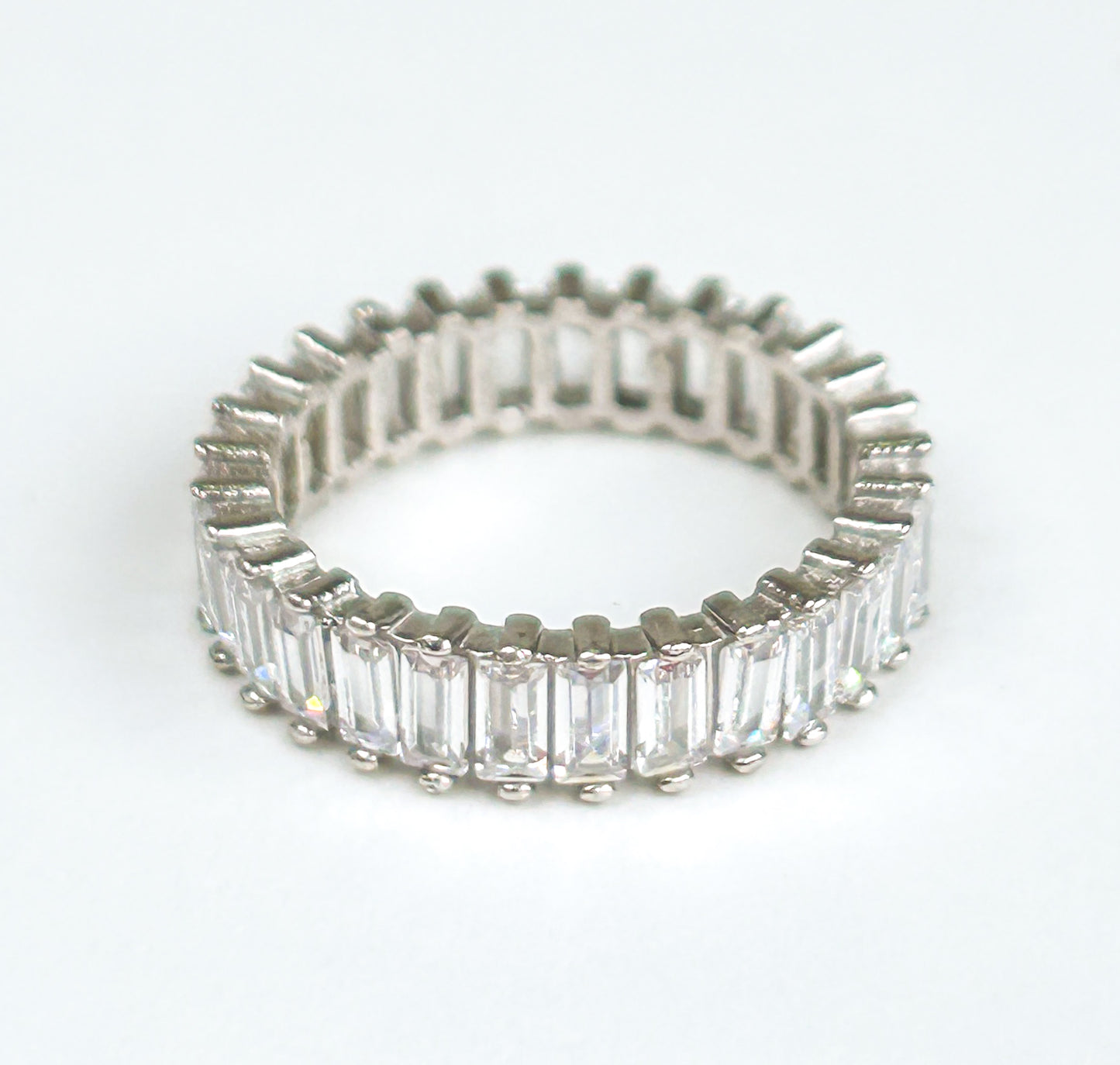 Eternity Baguette Cut Sterling Silver Ring