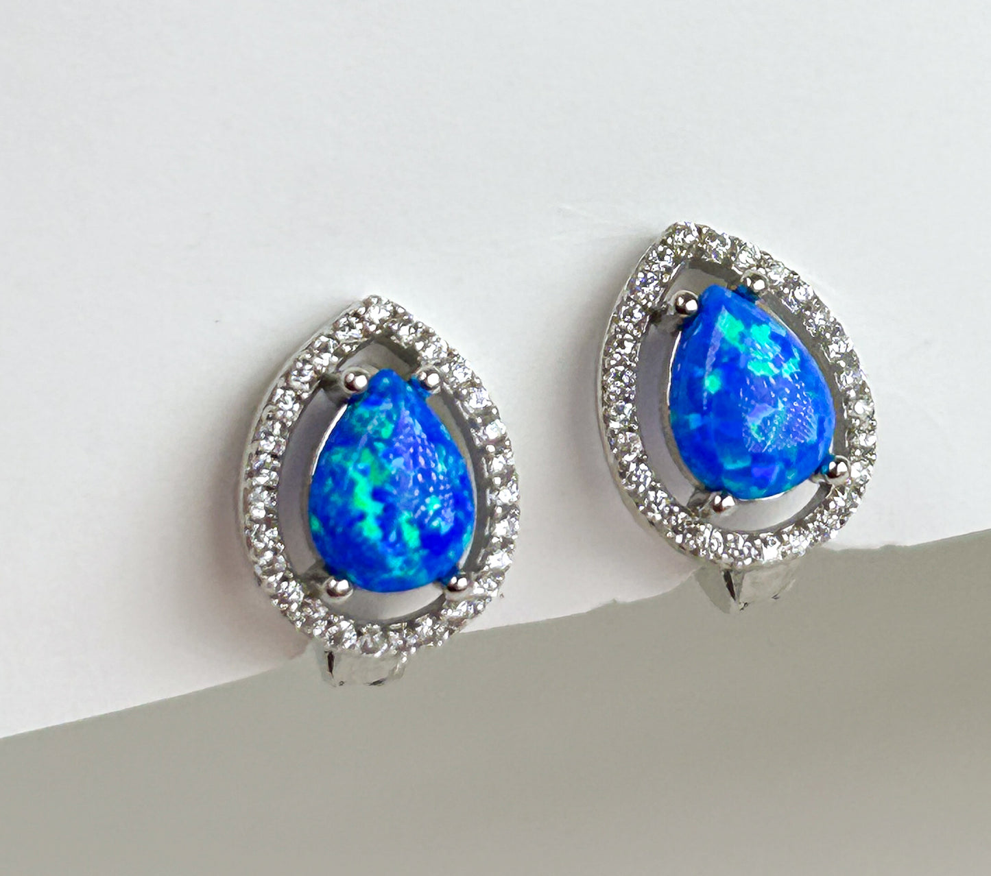 Blue Opal Drop Sterling Silver