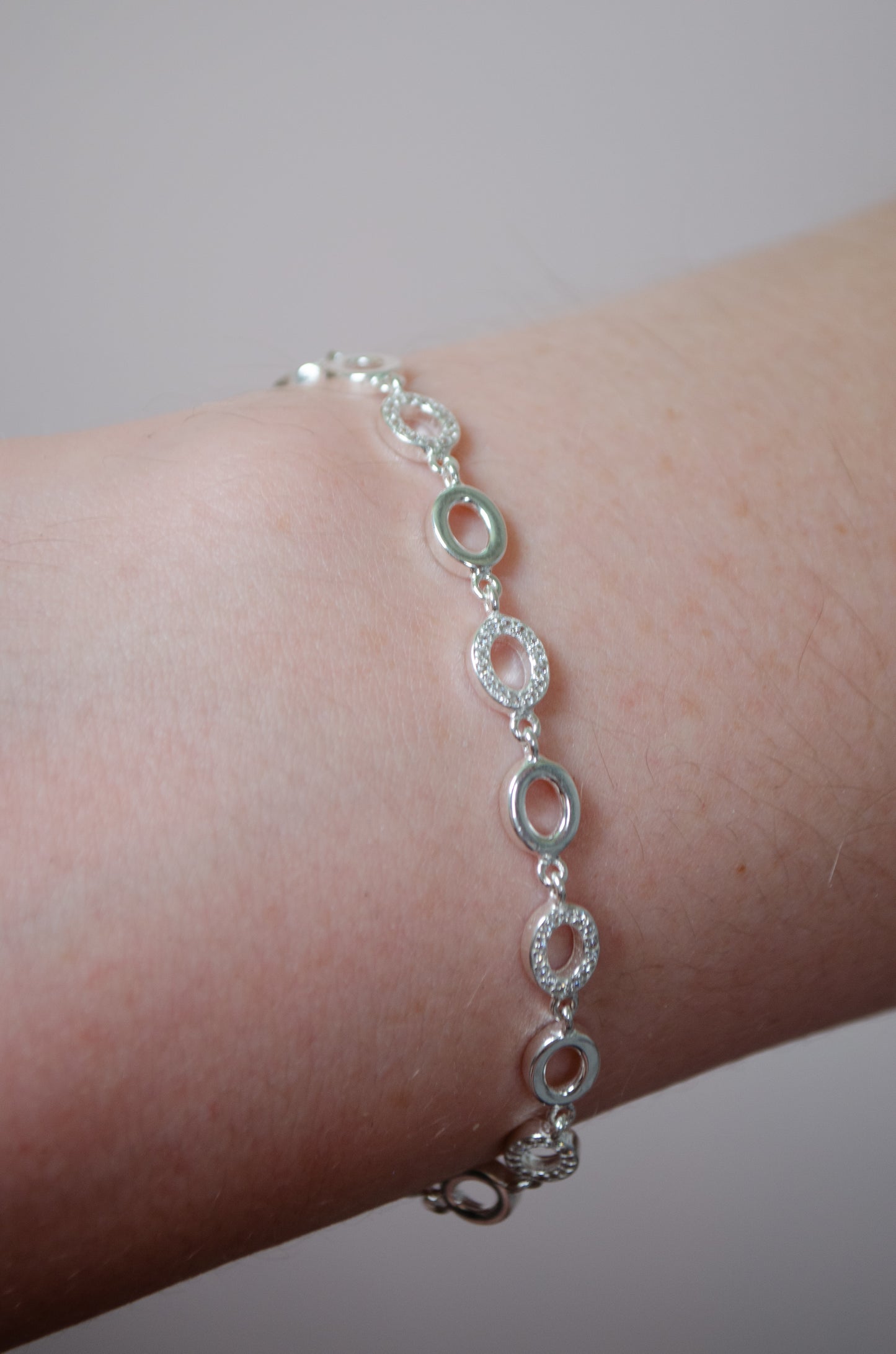 Oval Link Bracelet with Cubic Zirconia