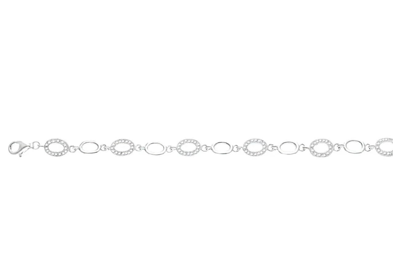 Oval Link Bracelet with Cubic Zirconia