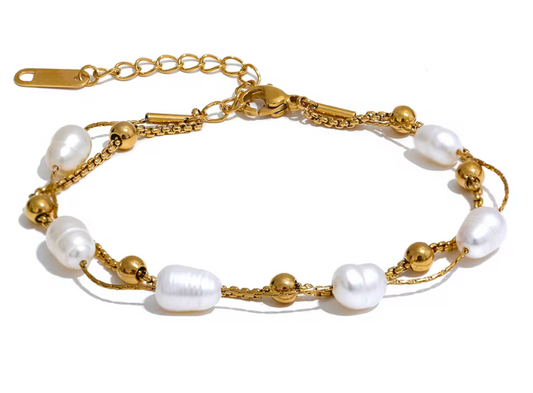 Freshwater Pearls Double Chain Bracelet