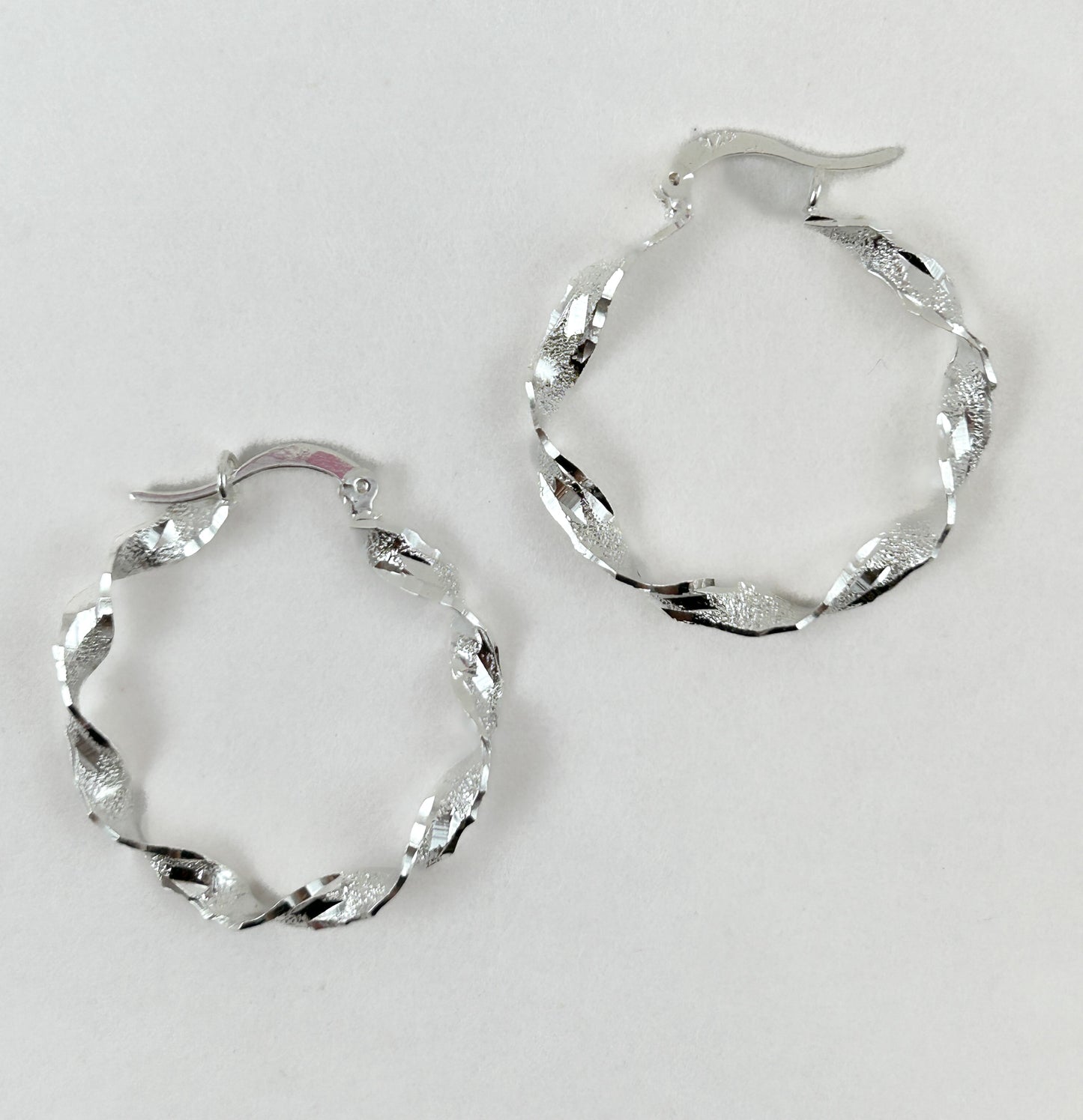 28mm Twisted Sterling Silver Hoops
