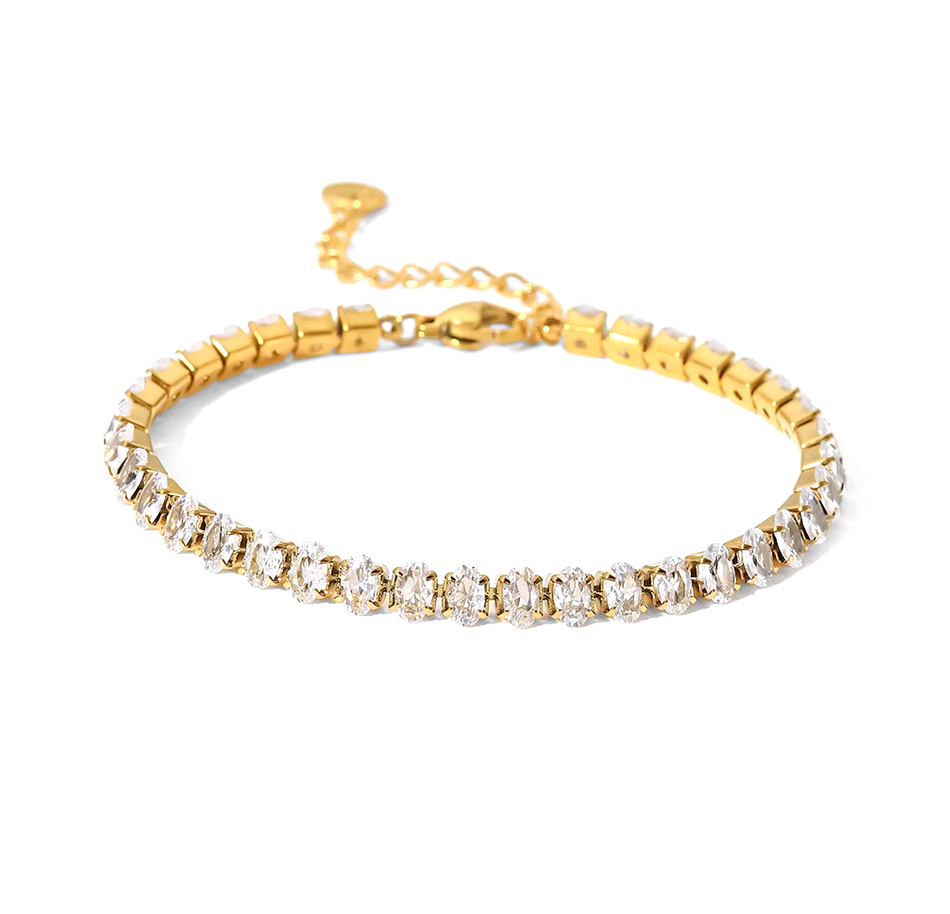 Sparkling Zirconia Stainless Steel Statement Bracelet