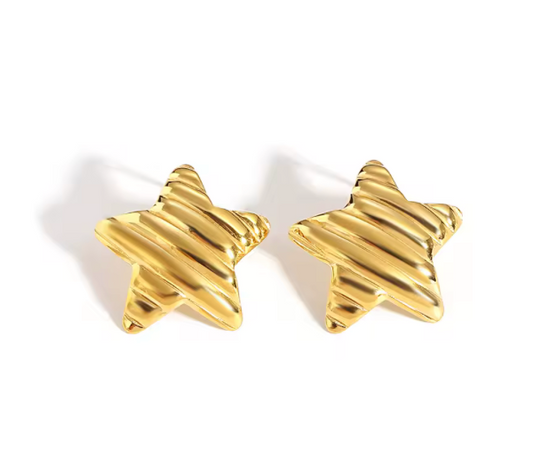 Chunky Gold Star Studs