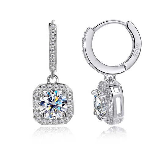 Moissanite Square Drop Earrings