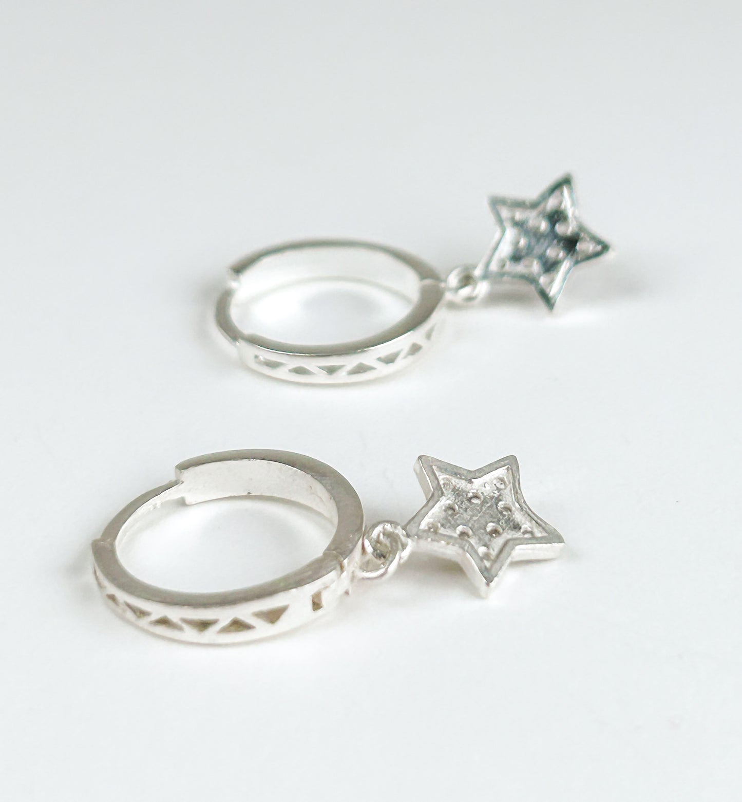 Star Sterling Silver Huggies Earrings