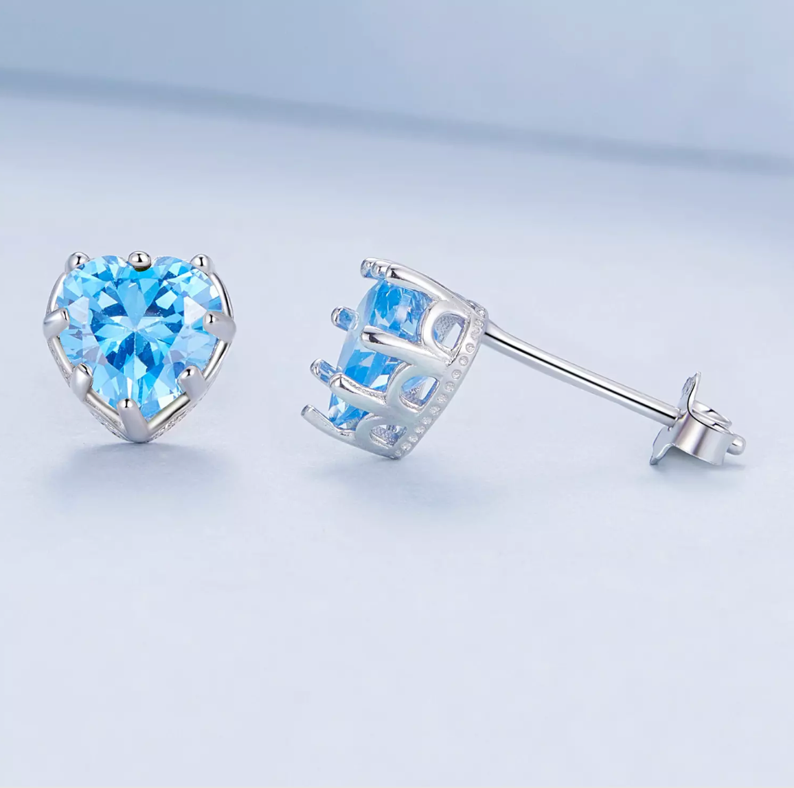 Silver Heart Sparkle Studs