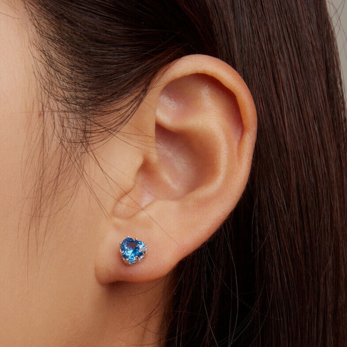 Silver Heart Sparkle Studs