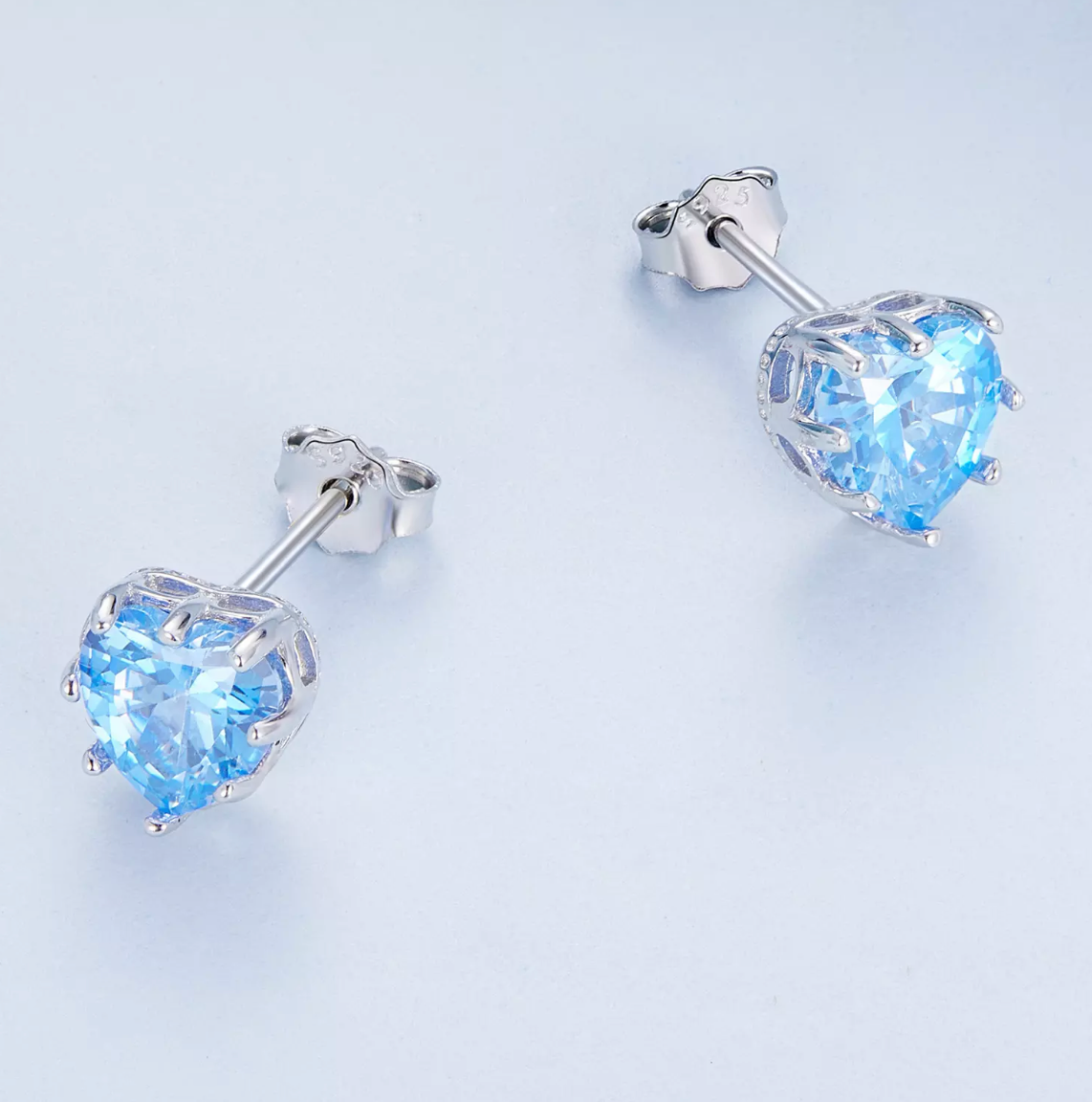 Silver Heart Sparkle Studs