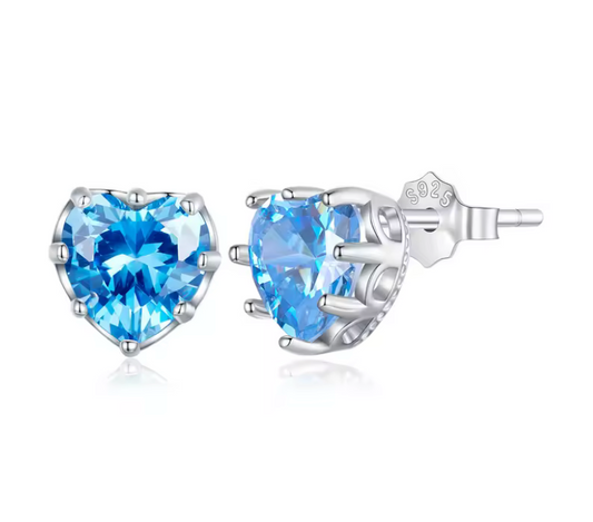 Silver Heart Sparkle Studs