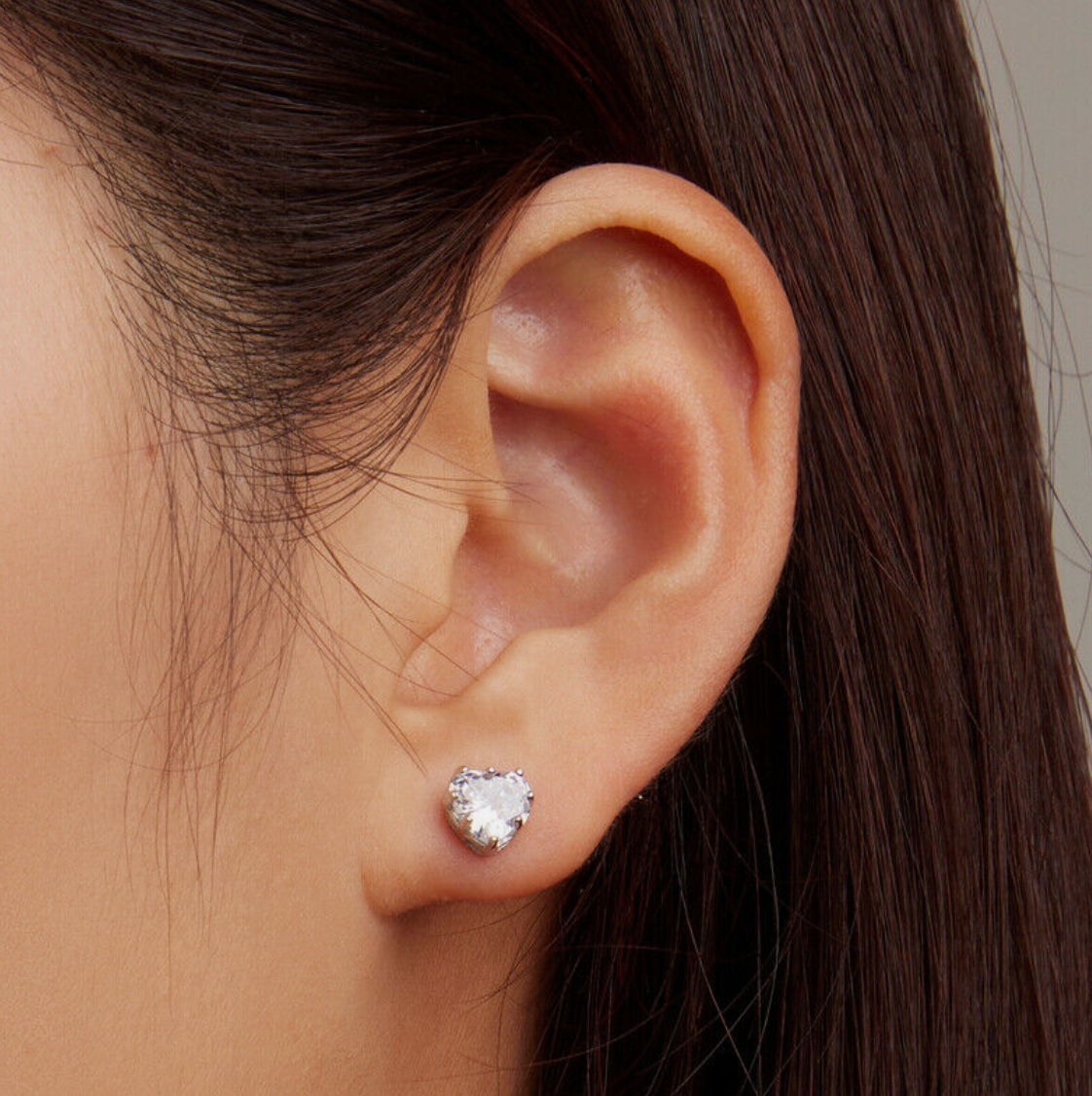 Silver Heart Sparkle Studs