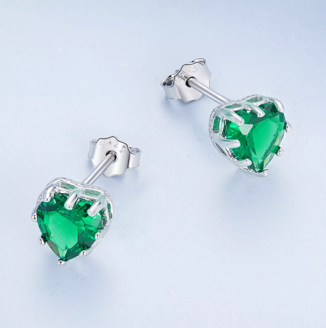Silver Heart Sparkle Studs
