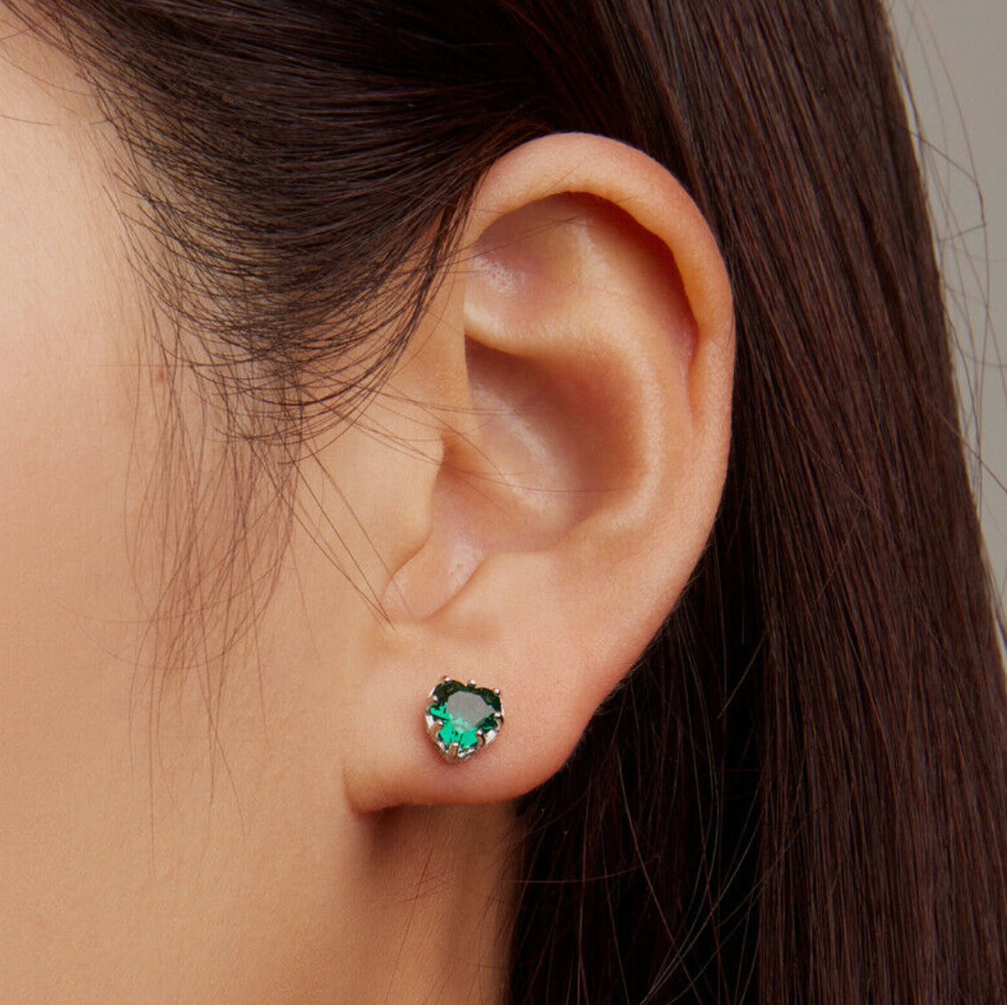 Silver Heart Sparkle Studs
