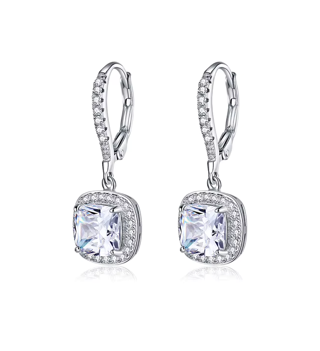Zirconia Square Drop Earrings