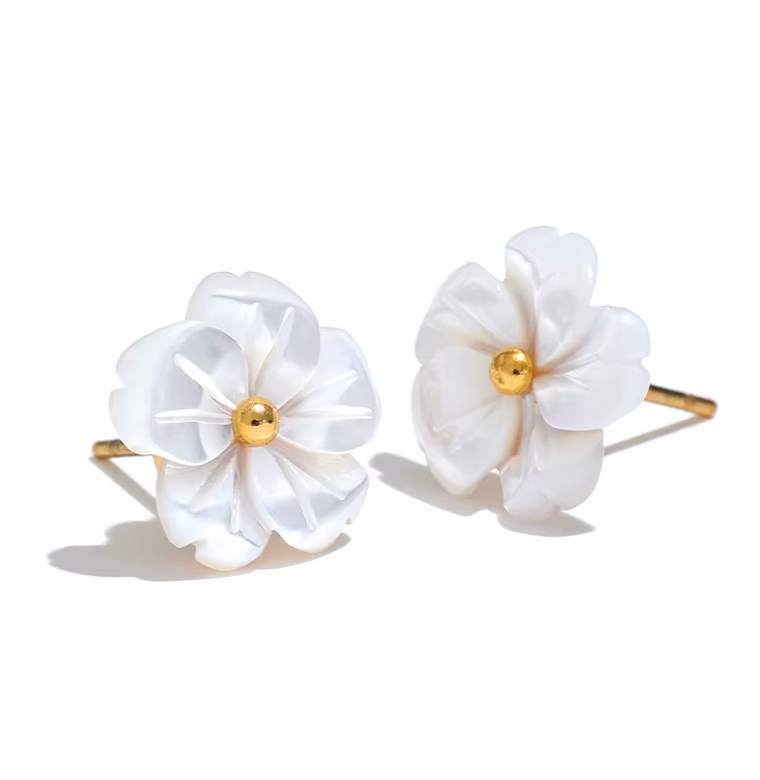 Shell Flower Studs