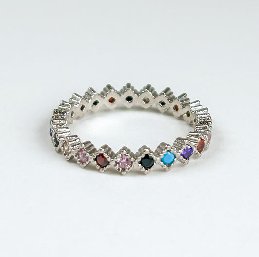 Leonor Rhombus Rainbow Sterling Silver Ring