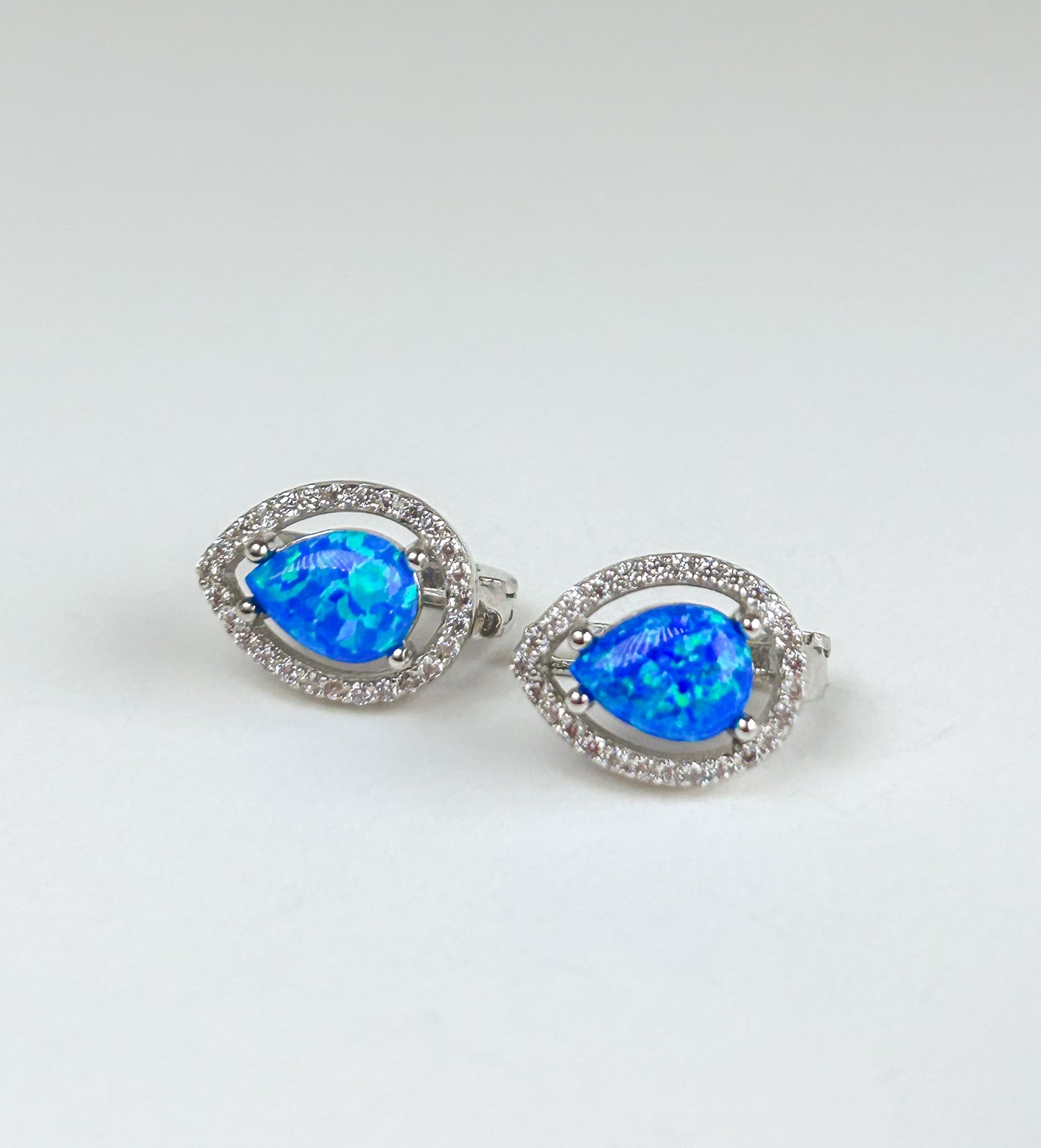Blue Opal Drop Sterling Silver