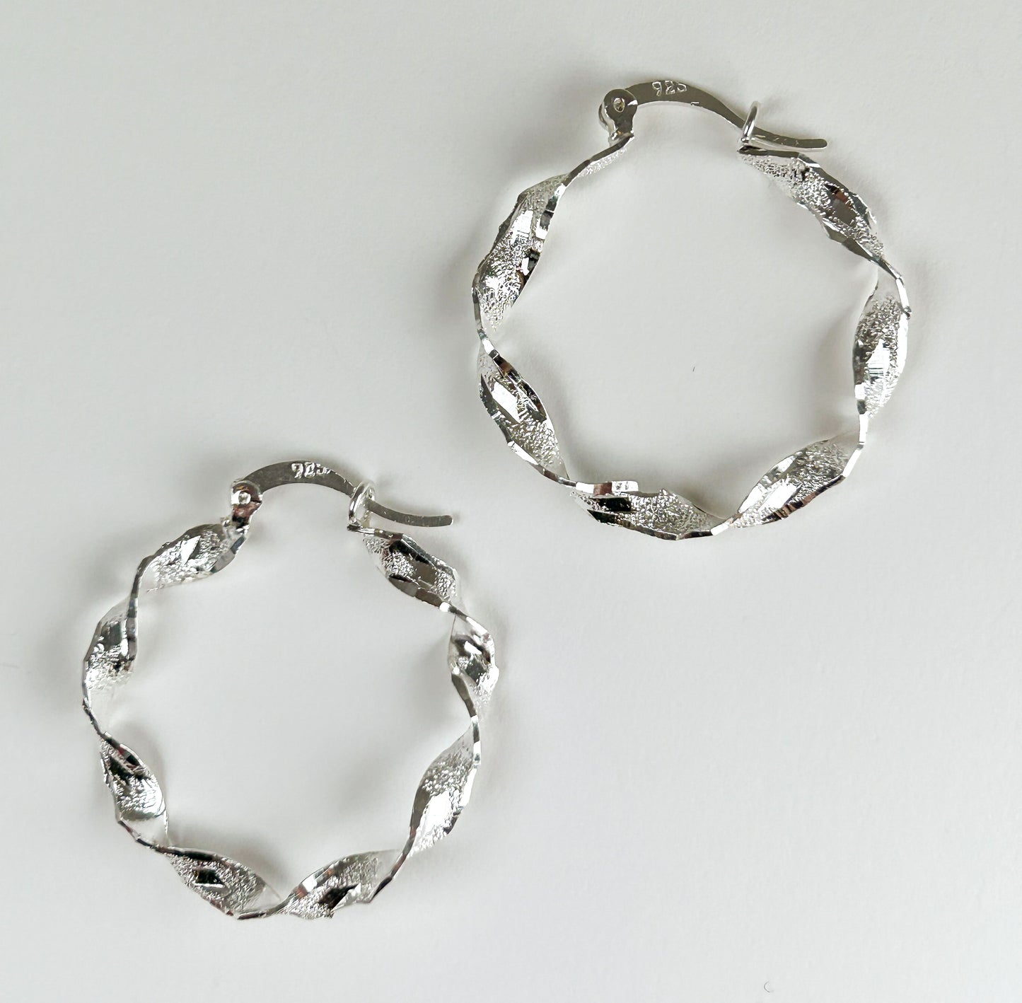 28mm Twisted Sterling Silver Hoops