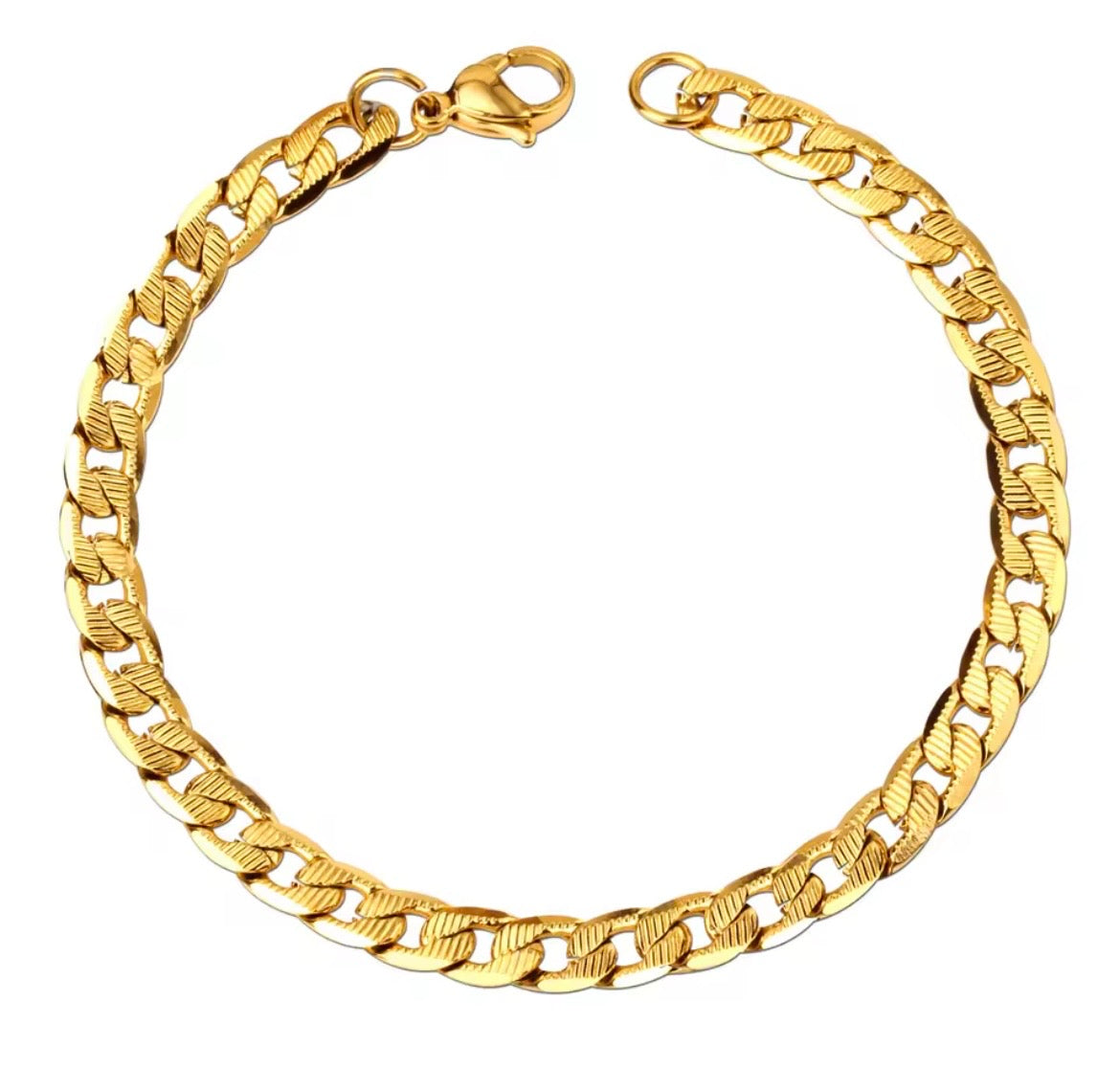 Flat Diamond-Cut Cuban Link Bracelet 6mm