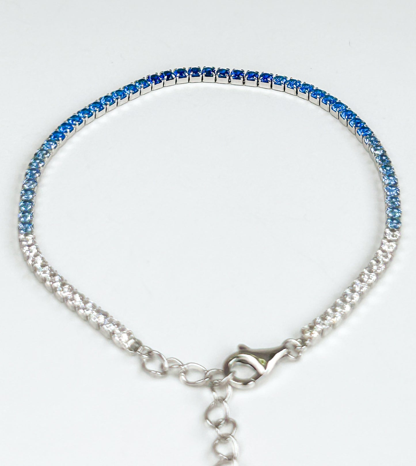 Sterling Silver Blue Rainbow Tennis Bracelet