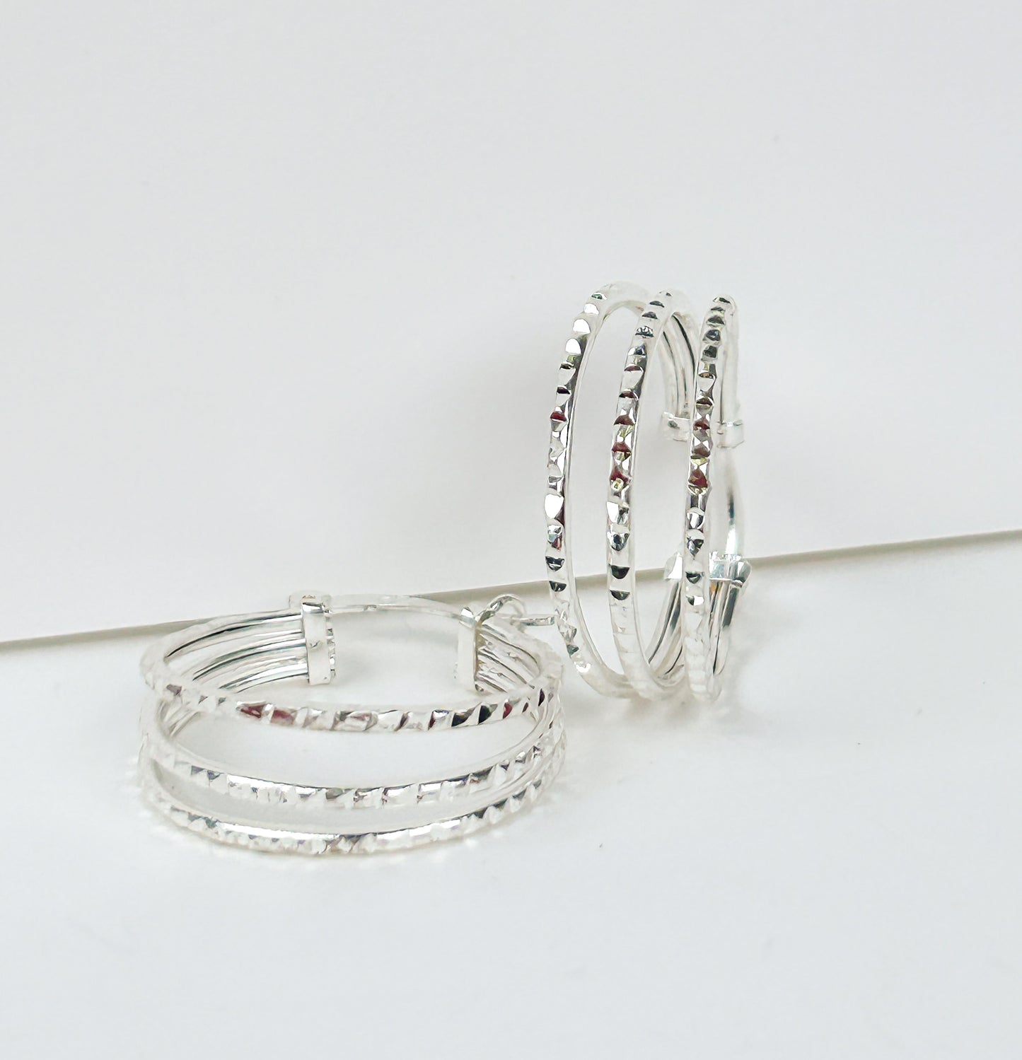 Sterling Silver Triple Hoops
