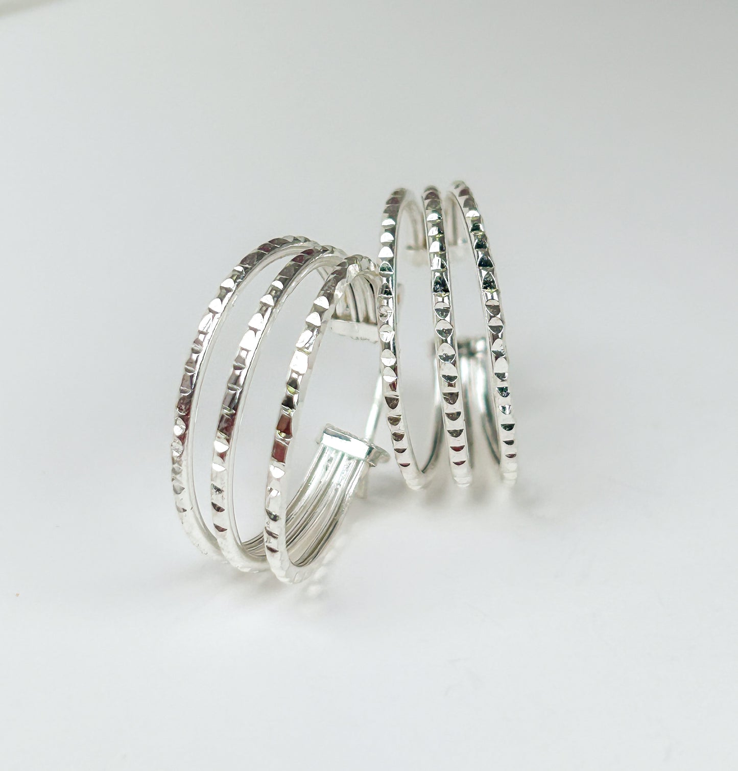 Sterling Silver Triple Hoops
