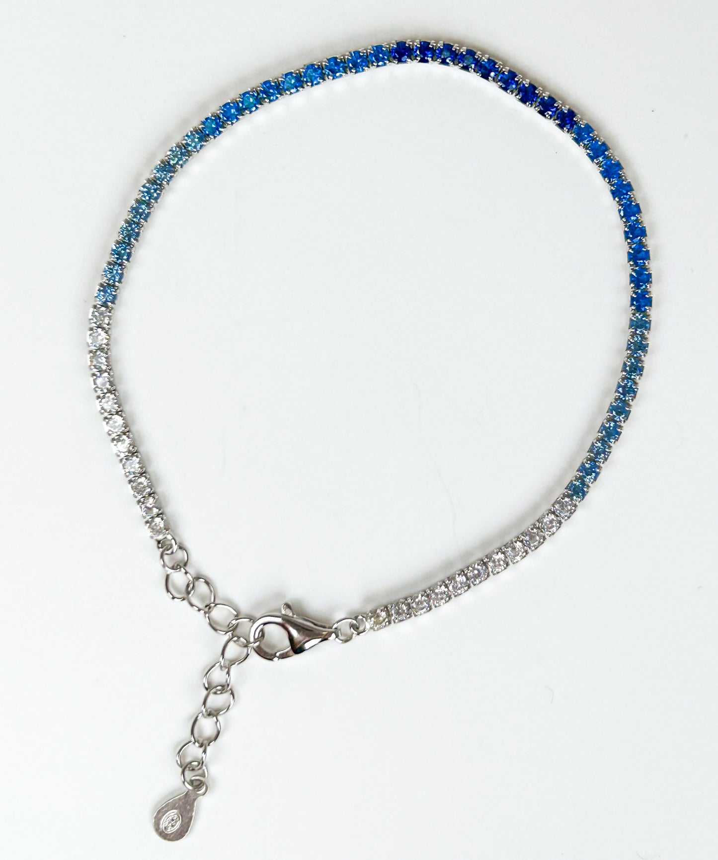 Sterling Silver Blue Rainbow Tennis Bracelet
