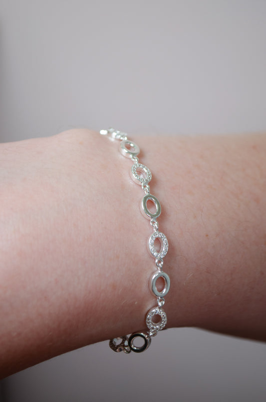 Oval Link Bracelet with Cubic Zirconia