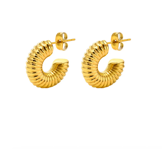 Mini Ribbed Hoop Earrings