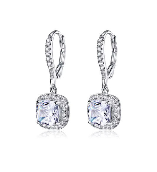 Zirconia Square Drop Earrings