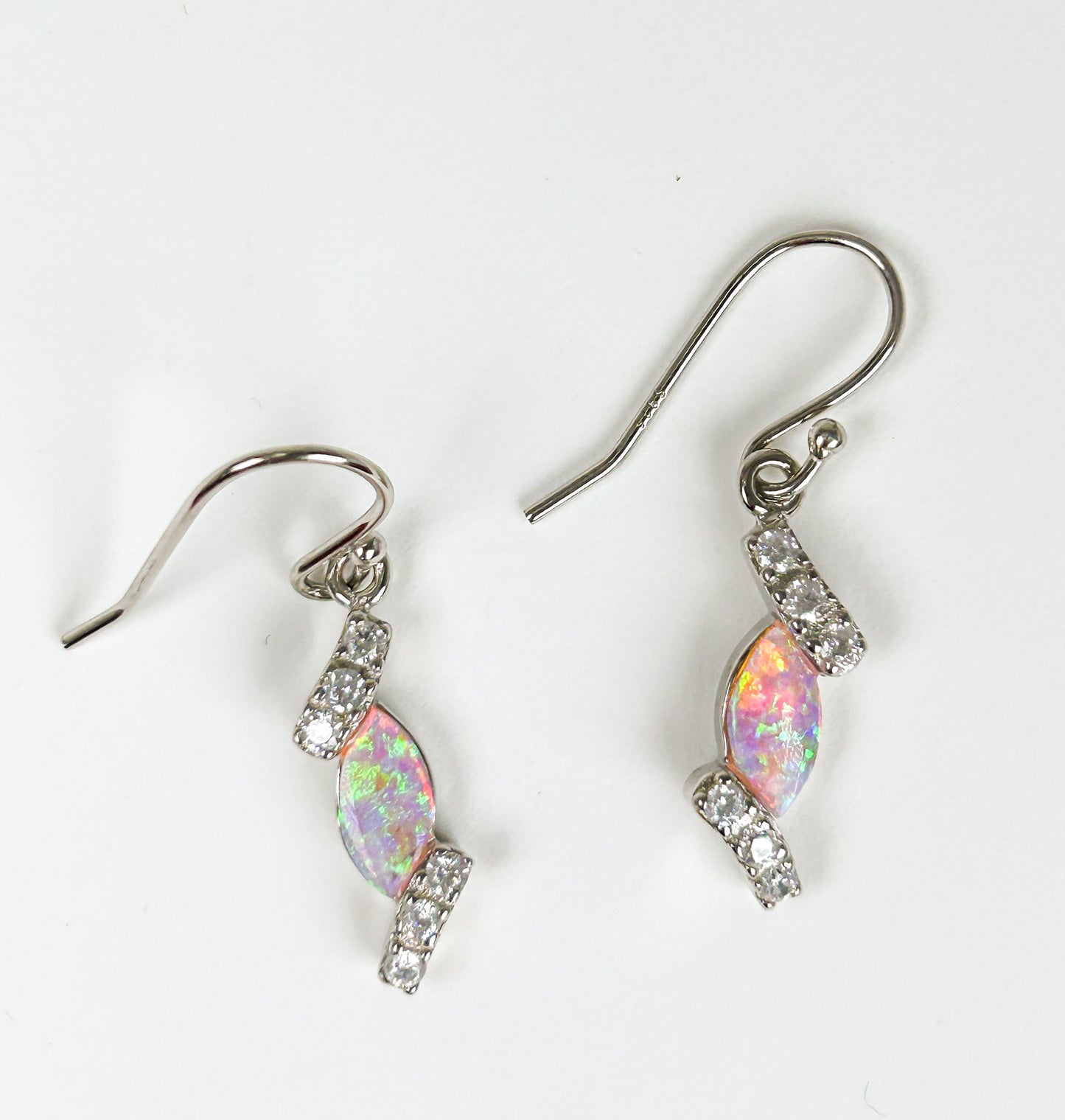 Sterling Silver Pink Opal Drop Earrings