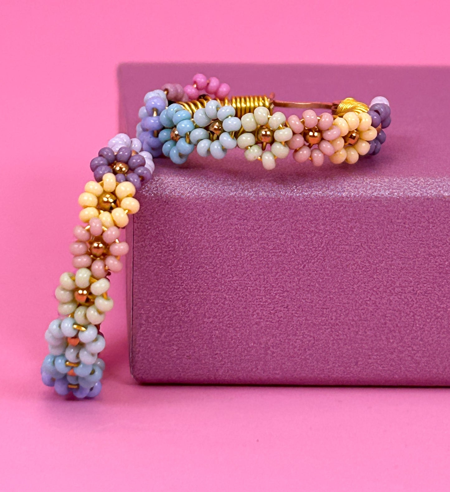 Soft Pastel Daisy Hoop Earrings