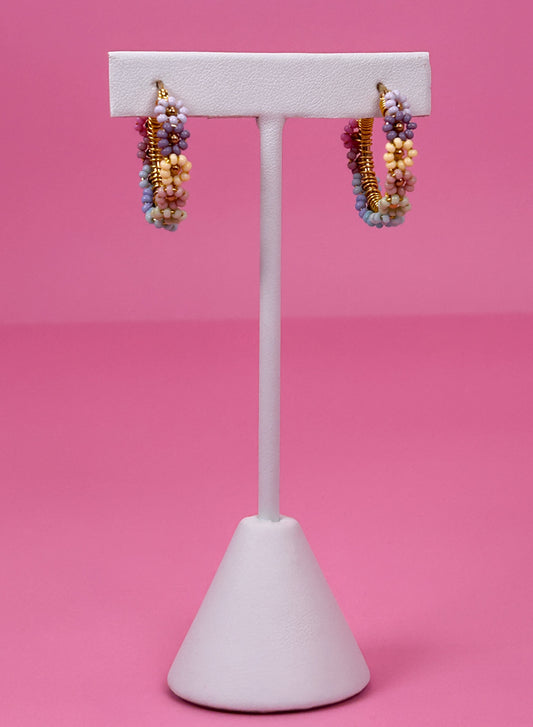 Soft Pastel Daisy Hoop Earrings
