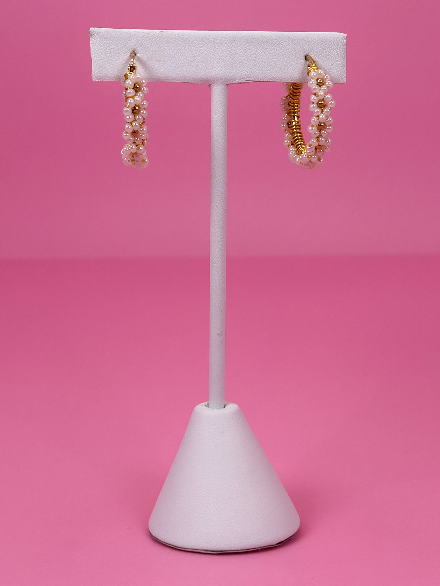 Ivory Daisy Hoop Earrings