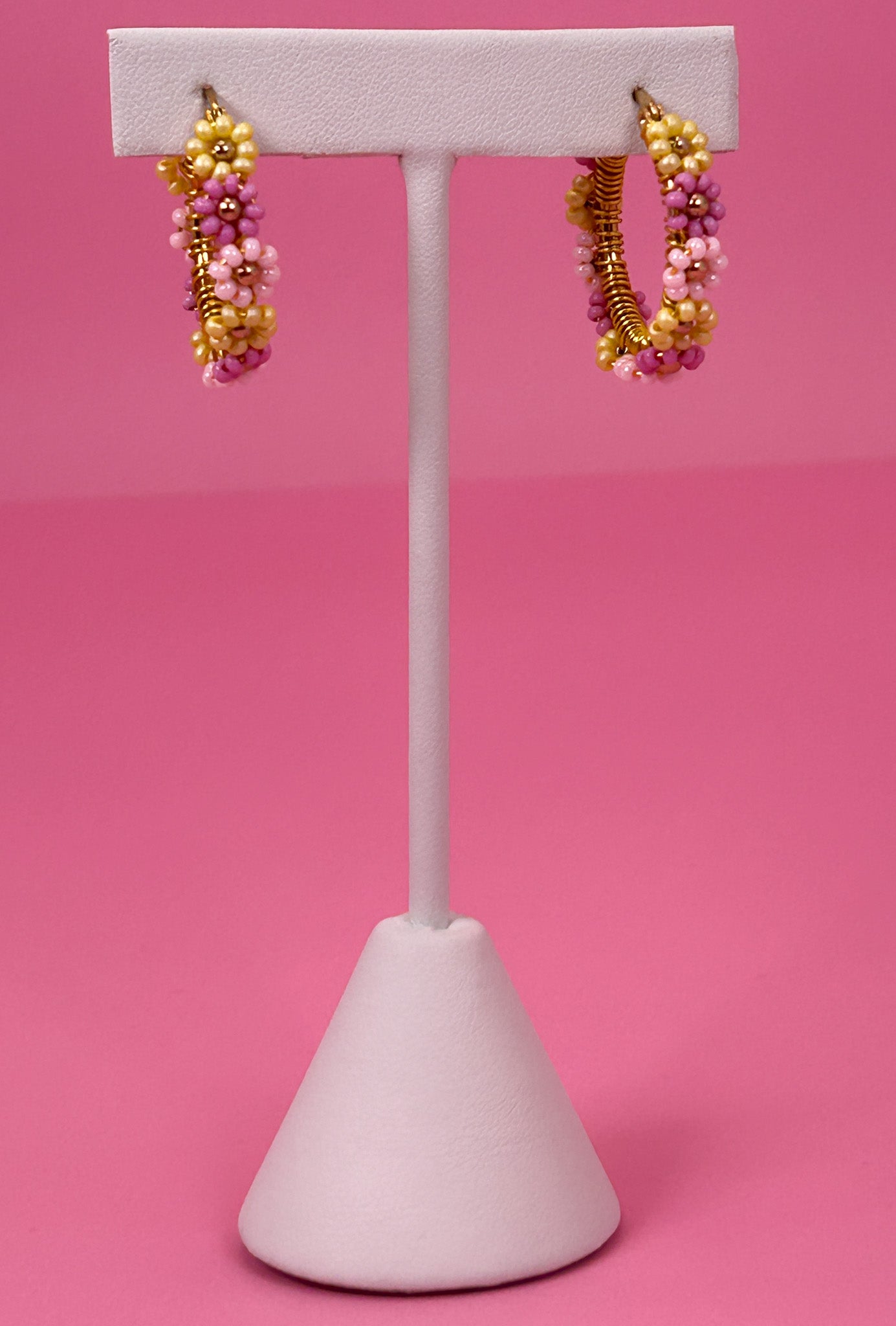 Rose Mix Daisy Hoop Earrings