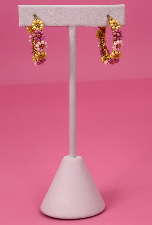 Rose Mix Daisy Hoop Earrings