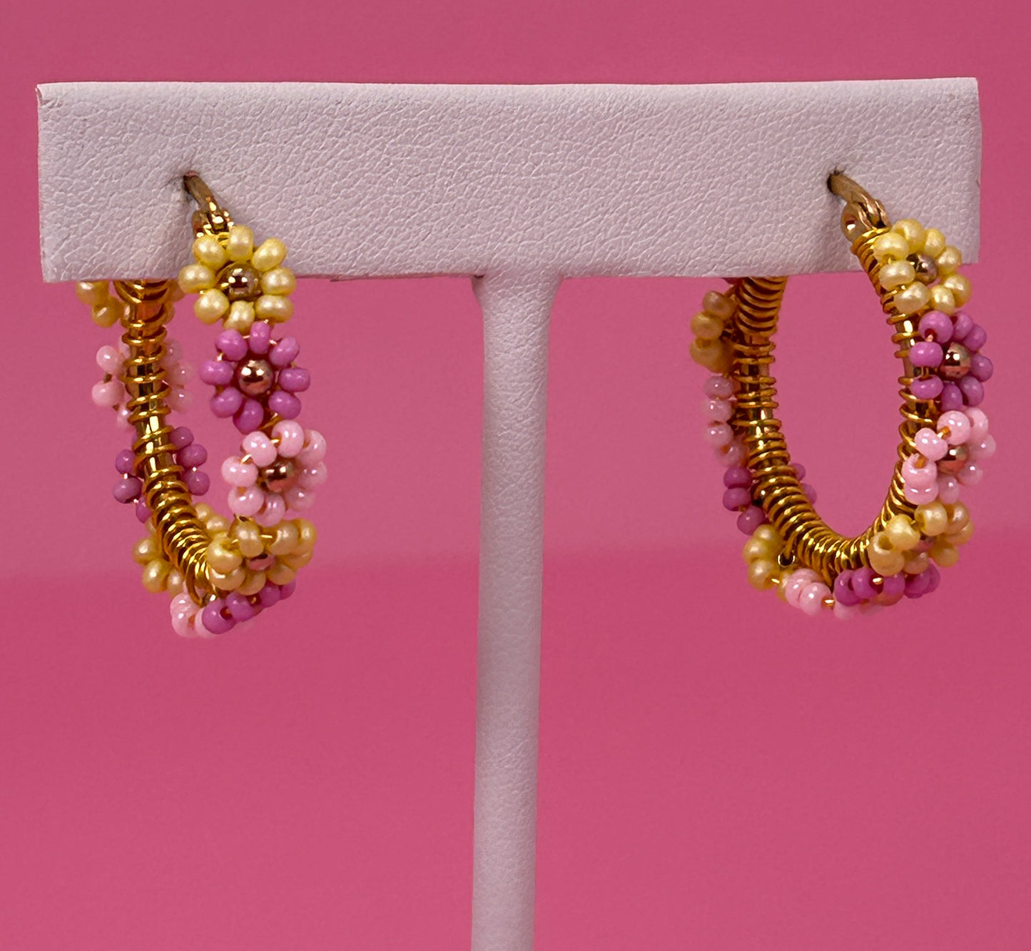 Rose Mix Daisy Hoop Earrings