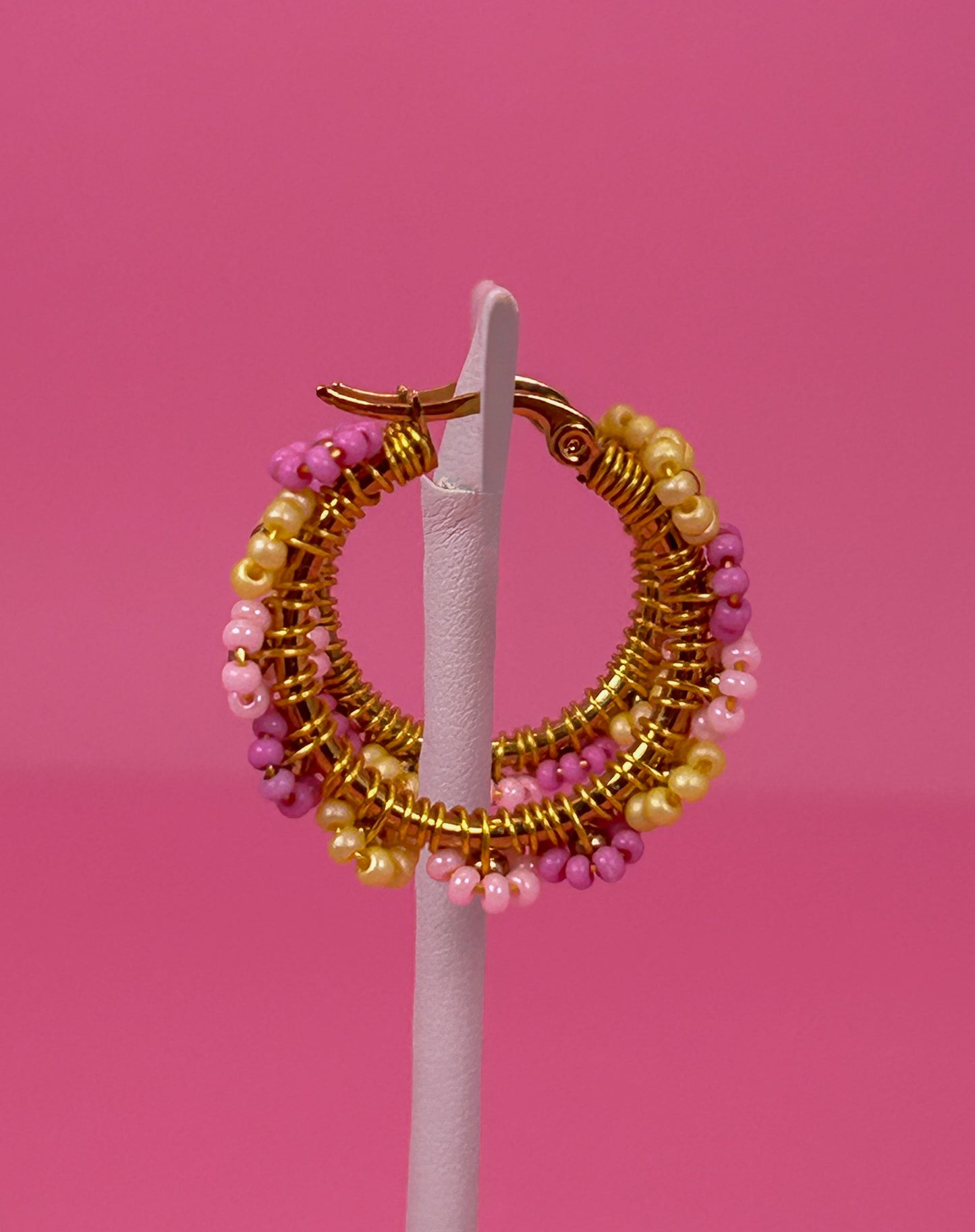 Rose Mix Daisy Hoop Earrings