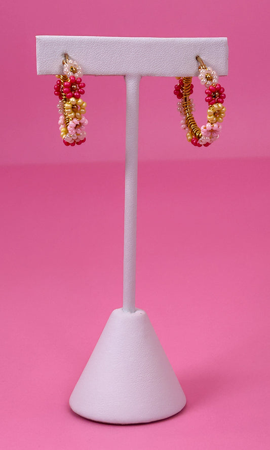 Blush Pink Daisy Hoop Earrings