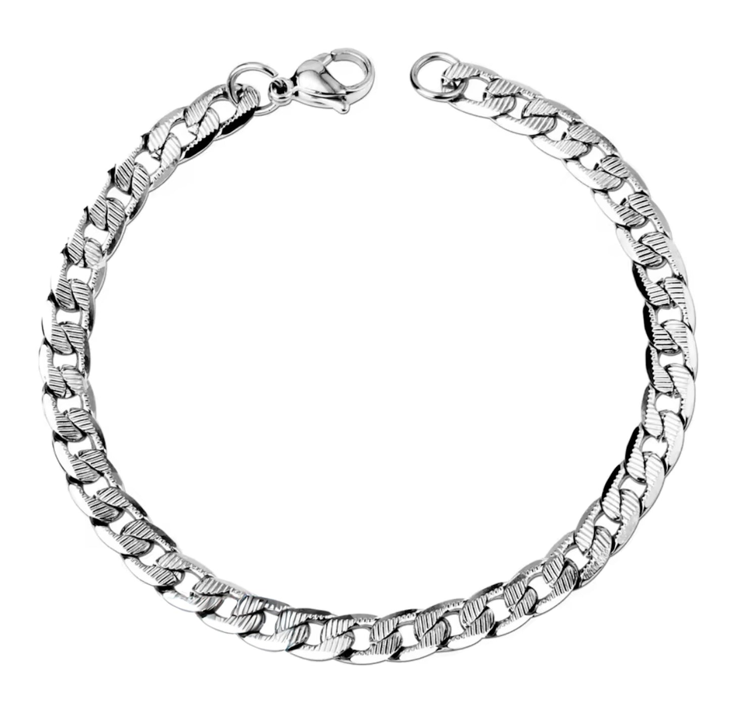 Flat Diamond-Cut Cuban Link Bracelet  6mm