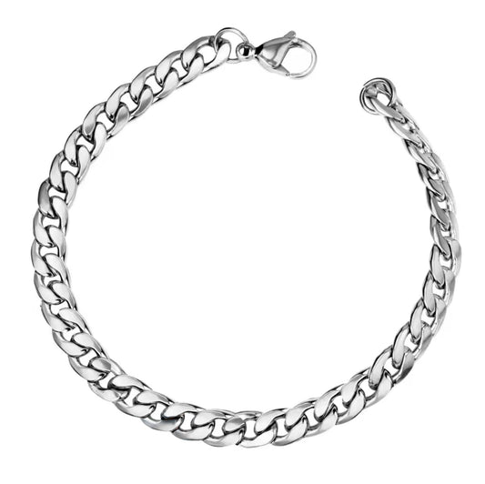 Silver Curb Chain Bracelet 7mm
